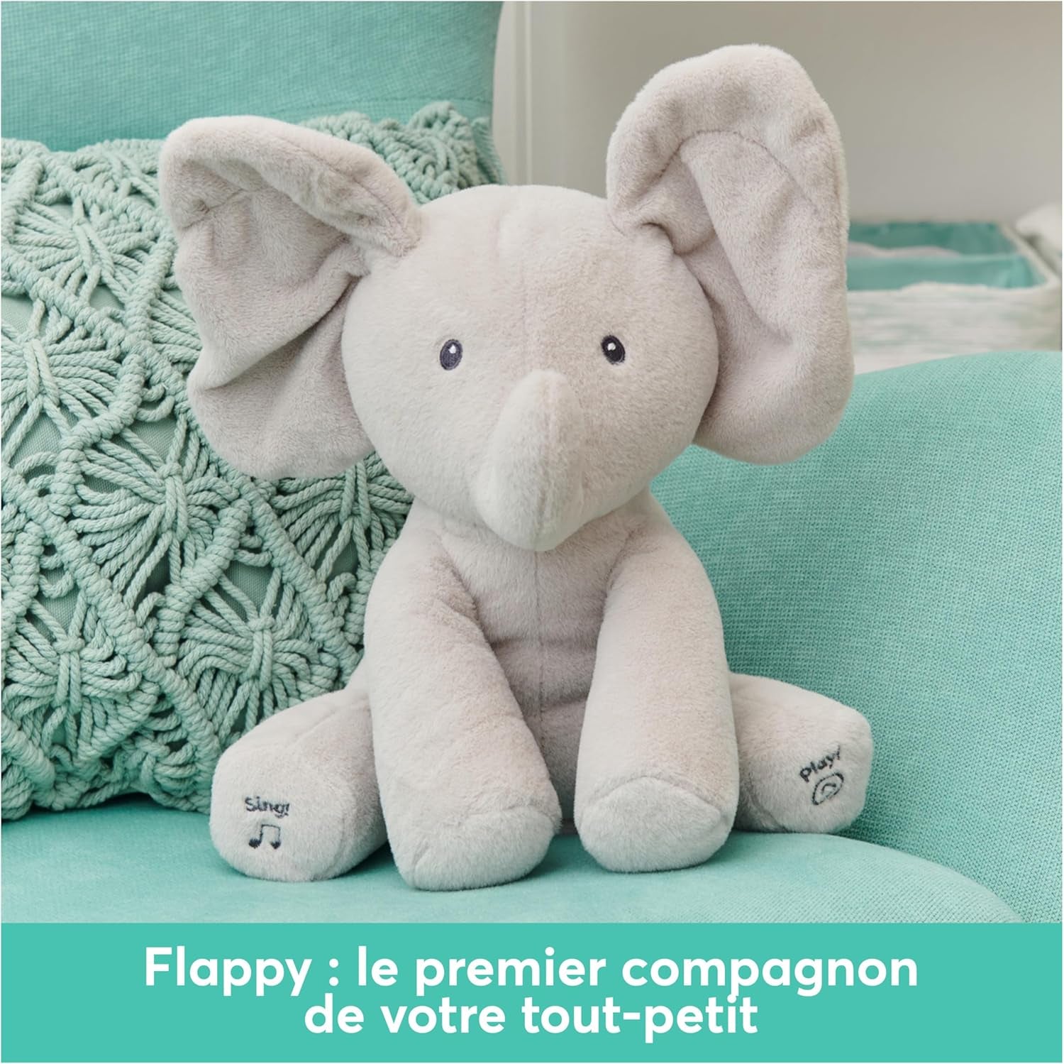 - FLAPPY L'ÉLÉPHANT - Peluche Interactive Pour Bébé - Bouge, Parle Et Chante En Français Pour L'Éveil De Votre Enfant - Peluche Éléphant Taille 30 Cm - Doudou Bébé - Jouet Enfant 1 an Et +